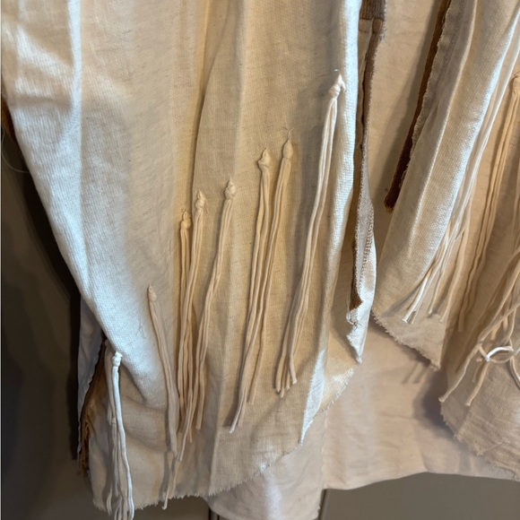 Zara W&B Collection Western Rodeo Raw Hem Tassel Poncho Kimono.S - Picture 2 of 5